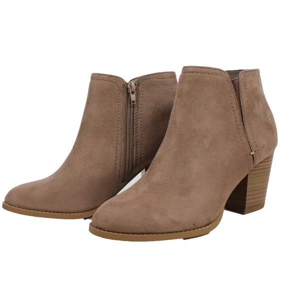 Piano Cement Faux Suede Stack Block Heel Ankle Boot - Picture 4 of 7